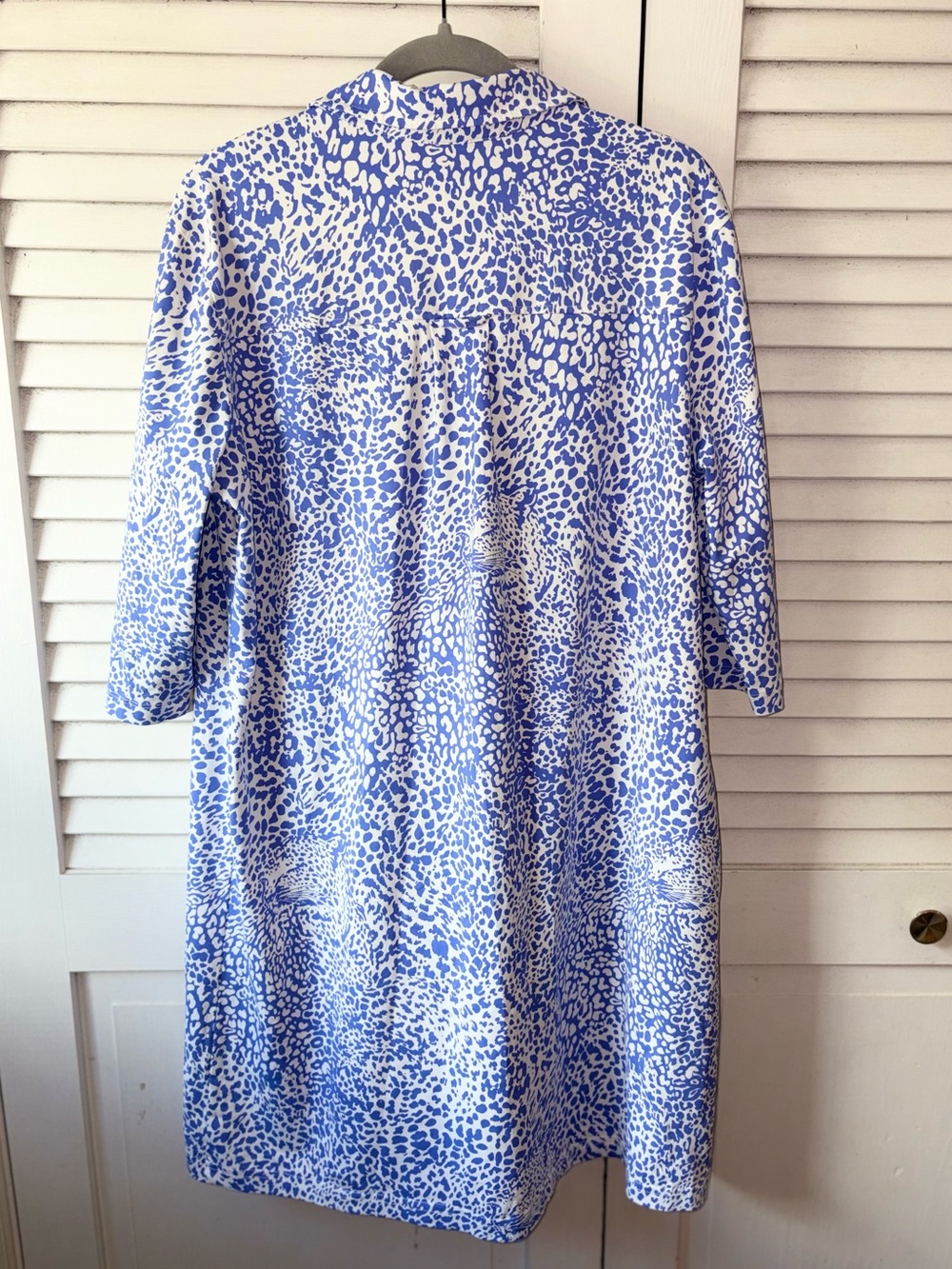 Persifor Blue White Abstract Animal Print Shirt Dress XXL Made in USA - Picture 4 of 4
